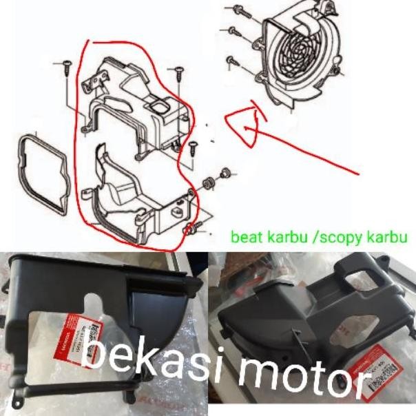 Shroud Cover Blok Mesin Honda Beat Karbu Scoopy Karbu Original Sepasang