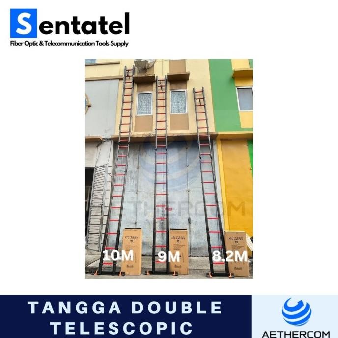 TANGGA LIPAT DOUBLE TELESKOPIK ALUMINIUM 10 METER