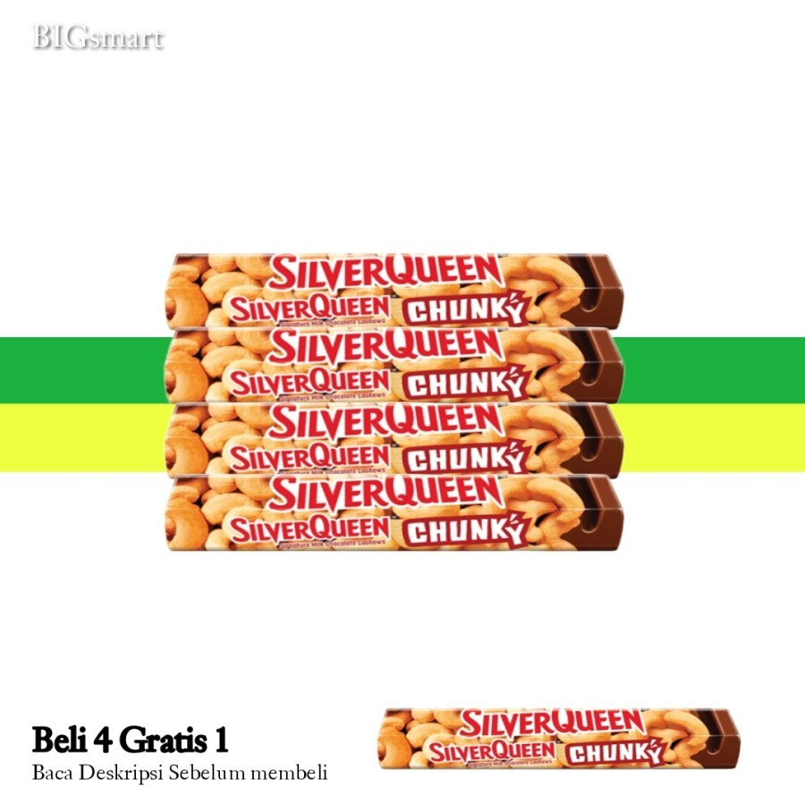 

SilverQueen Beli 4 Gratis 1 Chunky Bar Chocolate Cashews 95 g