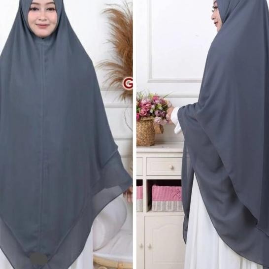 Jilbab Syari Ceruty Baby Doll 2 Layer Jumbo El Lancip Non Pad