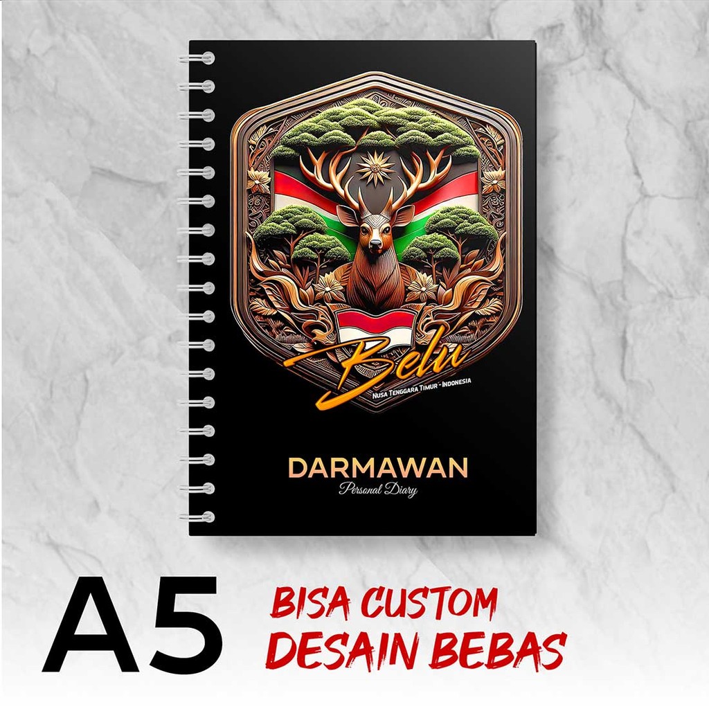 

Blocknote A5 Notebook Custom BELU - NTT Desain Bebas - Spiral Kawat - ATBX5