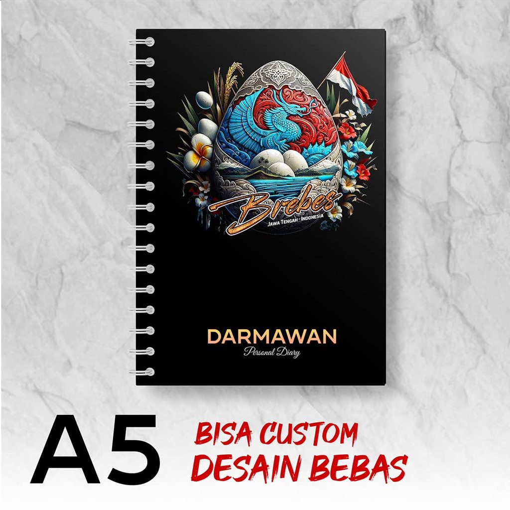 

Blocknote A5 Notebook Custom BREBES - JAWA TENGAH Desain Bebas - Spiral Kawat - BBSX3