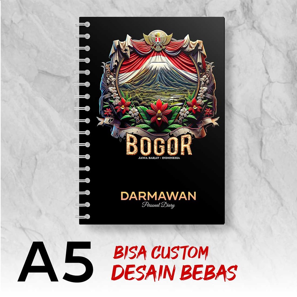 

Blocknote A5 Notebook Custom BOGOR - JAWA BARAT Desain Bebas - Spiral Kawat - BGRX5
