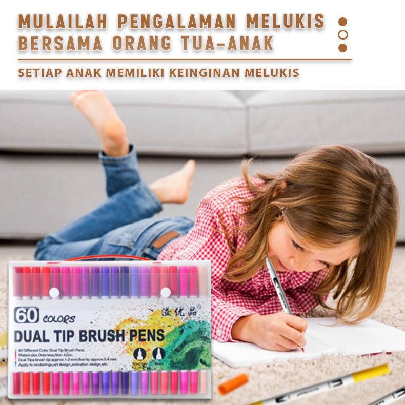 

fx-45 Brush Marker Dual Tip Ujung Twin Marker Pen Brush Marker Lukis Set Art Marker Spidol Warna Warni Sale