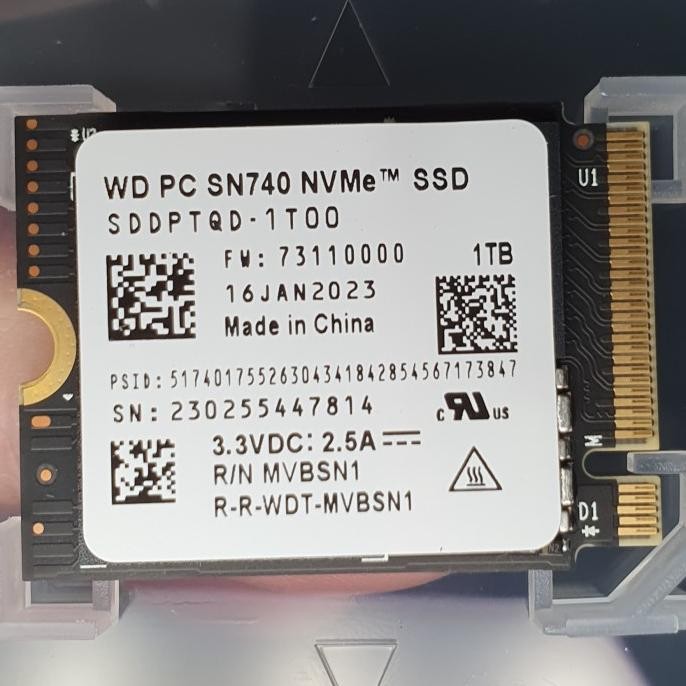 WD SN740 NVME SSD M.2 2230 PCIE GEN 4 FOR STEAM DECK / ROG ALLY / MS SURFACE ORIGINAL DAN TERPERCAYA