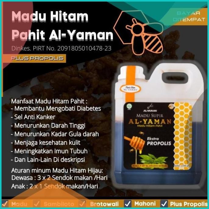 

Madu Hitam Pahit Ekstra Propolis Al Yaman 1kg madu pahit hitam madu 1