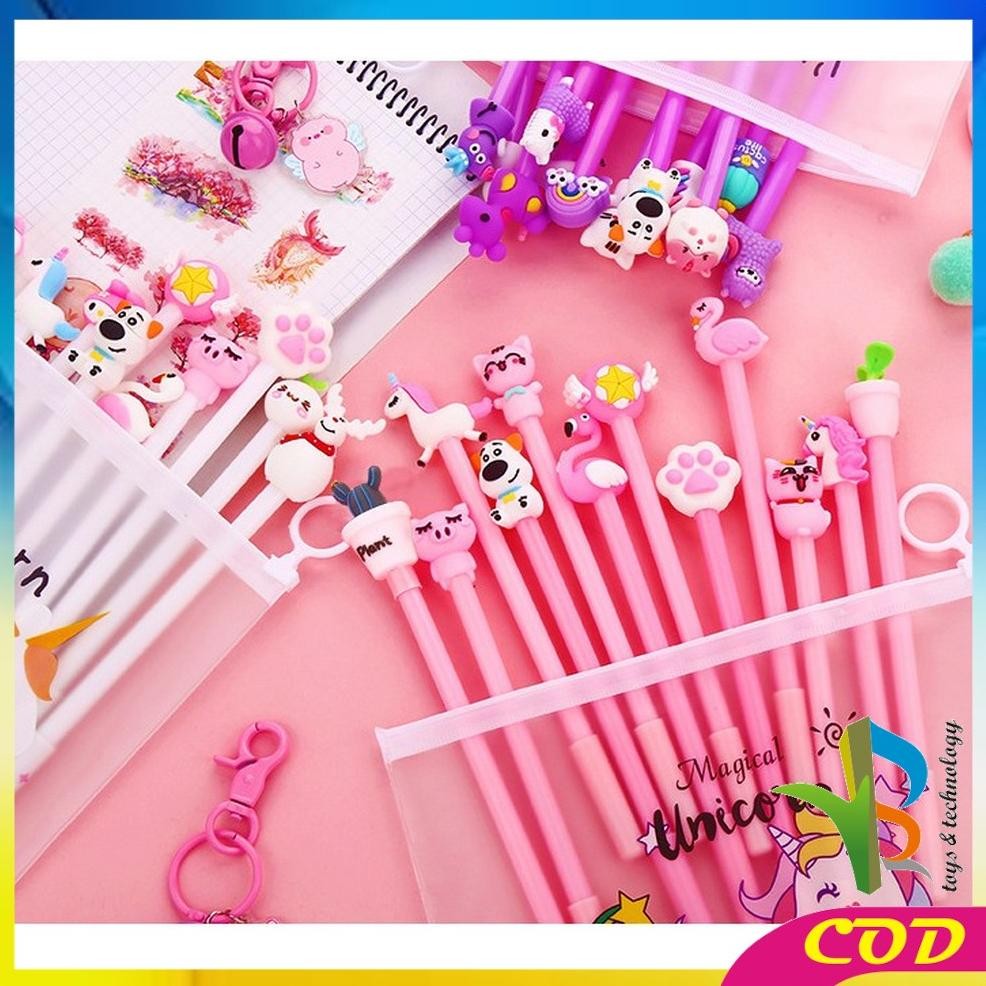 

HRN-813 RB-A15 Pulpen Gel Karakter Lucu Set Isi 20PCS Pena FREE Zipper Pouch Tempat Pensil Transparan Murah Viral
