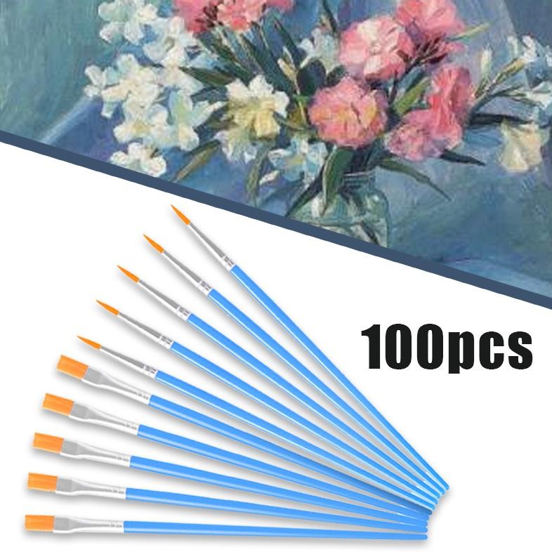 

Sale 100Pcs Kuas Lukis Akrilik Bulu Nilon Cat Air Artist Paint Brush Kuas Lukis Set Kuas Lukis Ujung Pointed Dan Flat Kekinian
