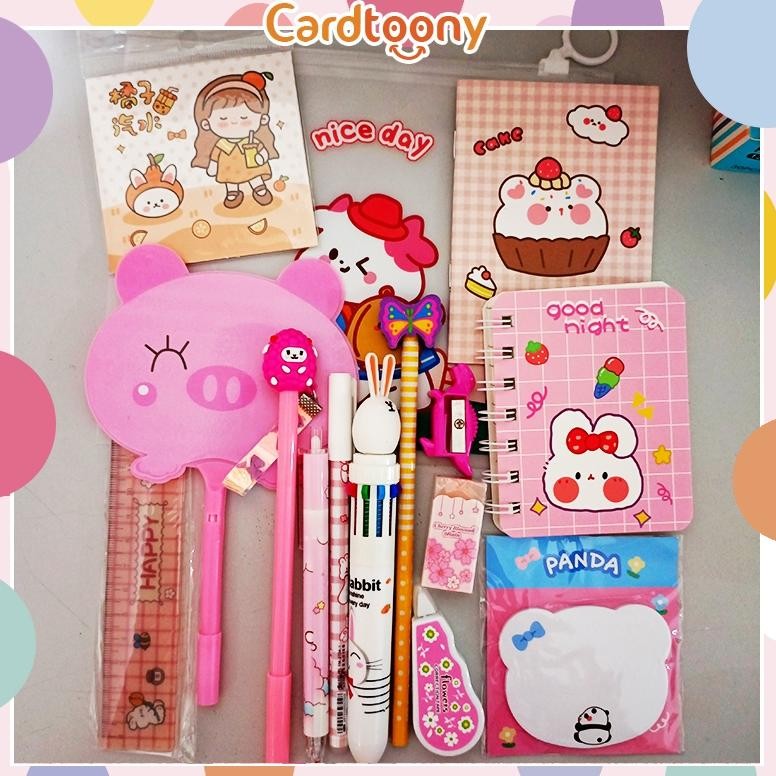 

gh-56 Paket Alat Tulis Pulpen Stiker Memo Tempel Penghapus Pensil Buku Penggaris Rautan Stationery Set Original