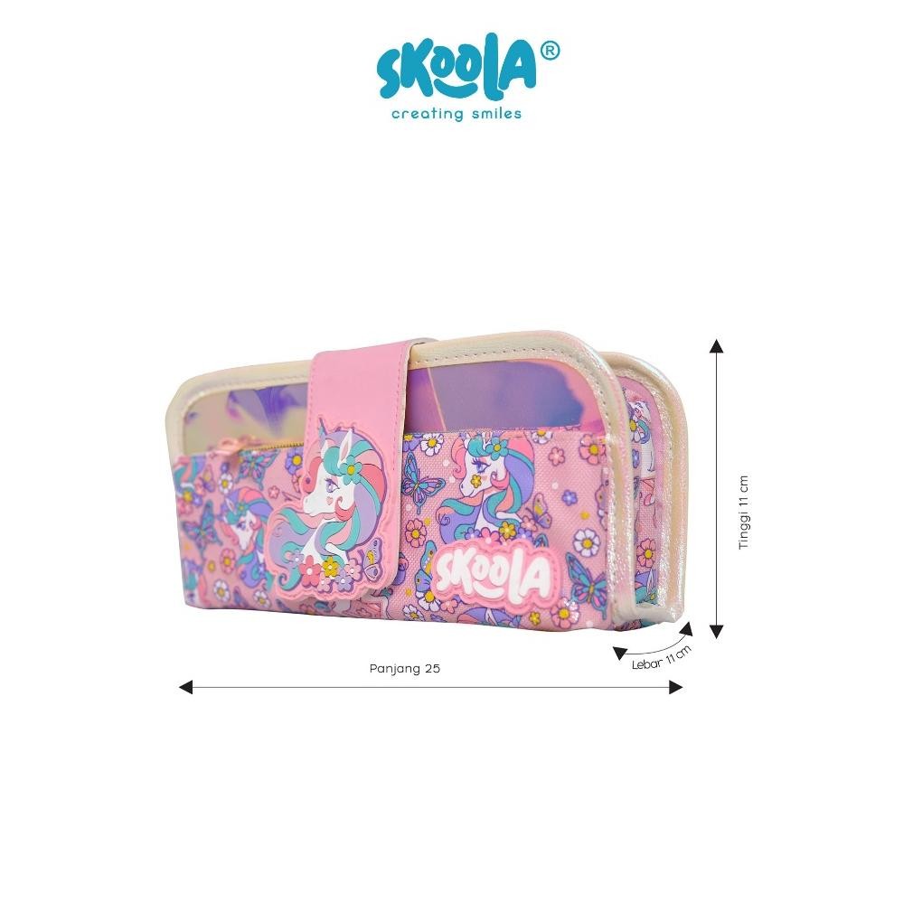 

jy-56 Skoola Tempat Pensil Lipat 3 Pencil Case Threefold Anak Perempuan Lucu Unicorn Cat - Pensy Premium