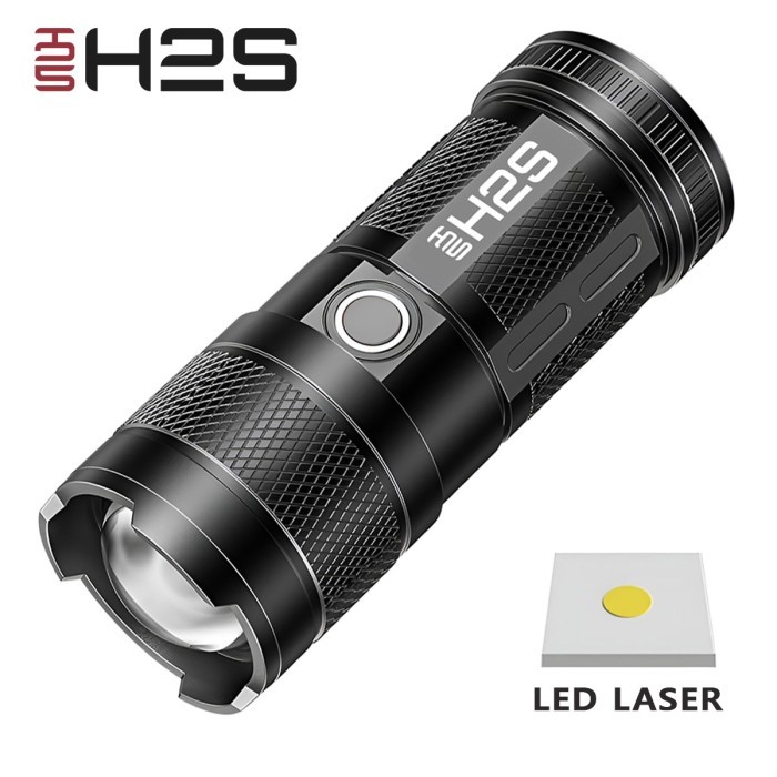 Senter LED Laser Cas COB Zoom in out 9 Mode Waterproof HS-S86