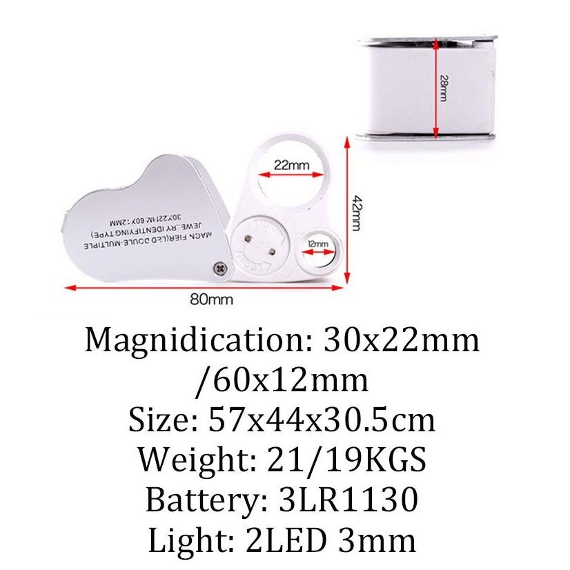 

Perkakas Lainnya 30X / 60X Kaca Pembesar LED Untuk Cek Perhiasan 2 In 1 Loupe Mini Microscope Magnifying glass