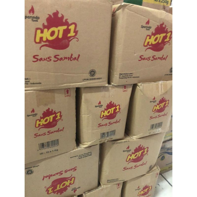 

Saus Sambal hot 1 / hot1 / hot one 1 kg per dus isi 10