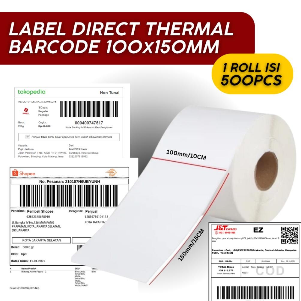 

Sale Label Barcode Direct Thermal 1 Kolom 100X150Mm [500 Pcs] Terlaris