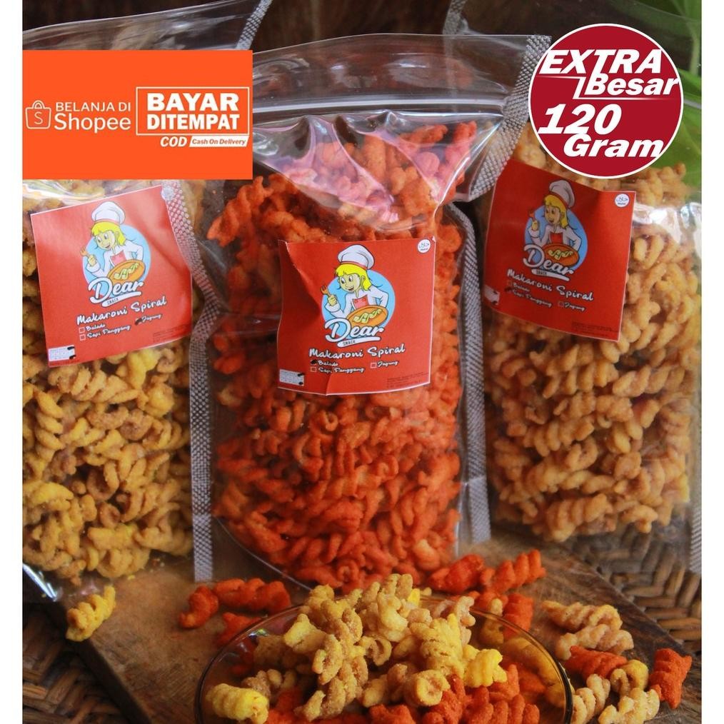 

Makaroni Spiral / Fusili Ulir Balado Jagung Sapi Panggang Pedas Daun Jeruk 120gr gram Snack Jajanan Camilan Cemilan Murah