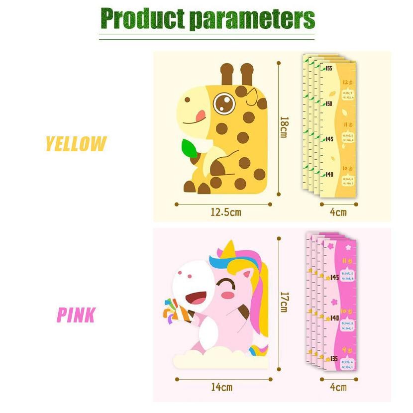 Alat Medis Lainnya 3D Kartun Pengukur Tinggi Badan Anak Magnet Sticker Dinding Animal Seri Baru 180C