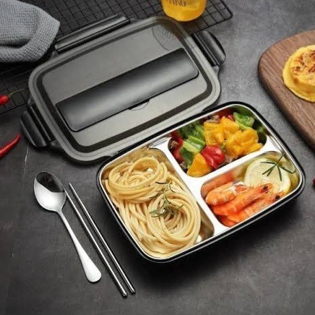 

Terbaru Bento Box Jepang Kotak Tempat Makan Stainless Steel FREE Sendok Sumpit - Model Hijau Limited