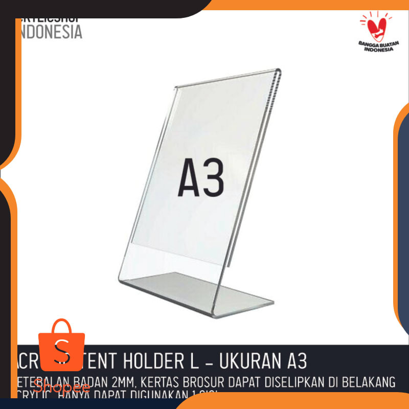 

Terlaris Akrilik Tempat Brosur A3/Acrylic Tent Card Holder Stand 2sisi A3 TypeL Keren