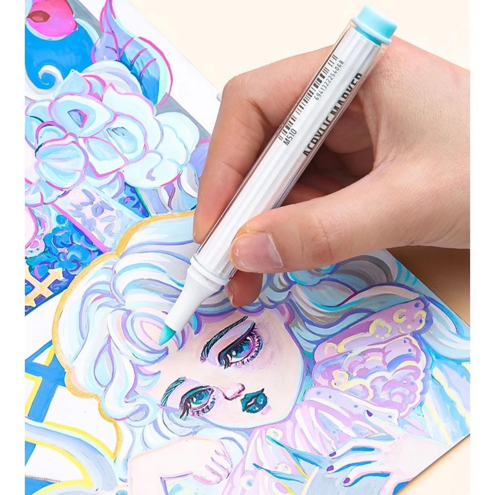 

An85 Winzige set 9pcs drawing pen brush pen warna warni acrylic marker spidol akrilik marker calligraphy brush lettering kaligrafi coloring markers art supplies Viral