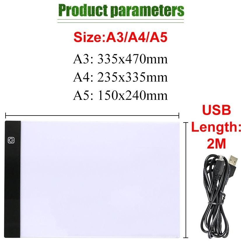 

Komputer & Aksesoris Lainnya A5 / A4 / A3 Stepless Dimming LED Painting Tracing Board Copy Pad Panel Drawing Tablet Sketch Boards Art