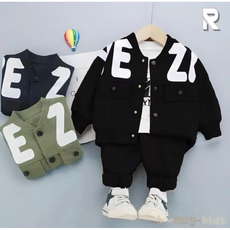 Setelan Anak Laki2 Fashion Anak2 Setcelan Terbaru 2024 Baju Celana Pria Satu Stell Trendy Atasan Baw