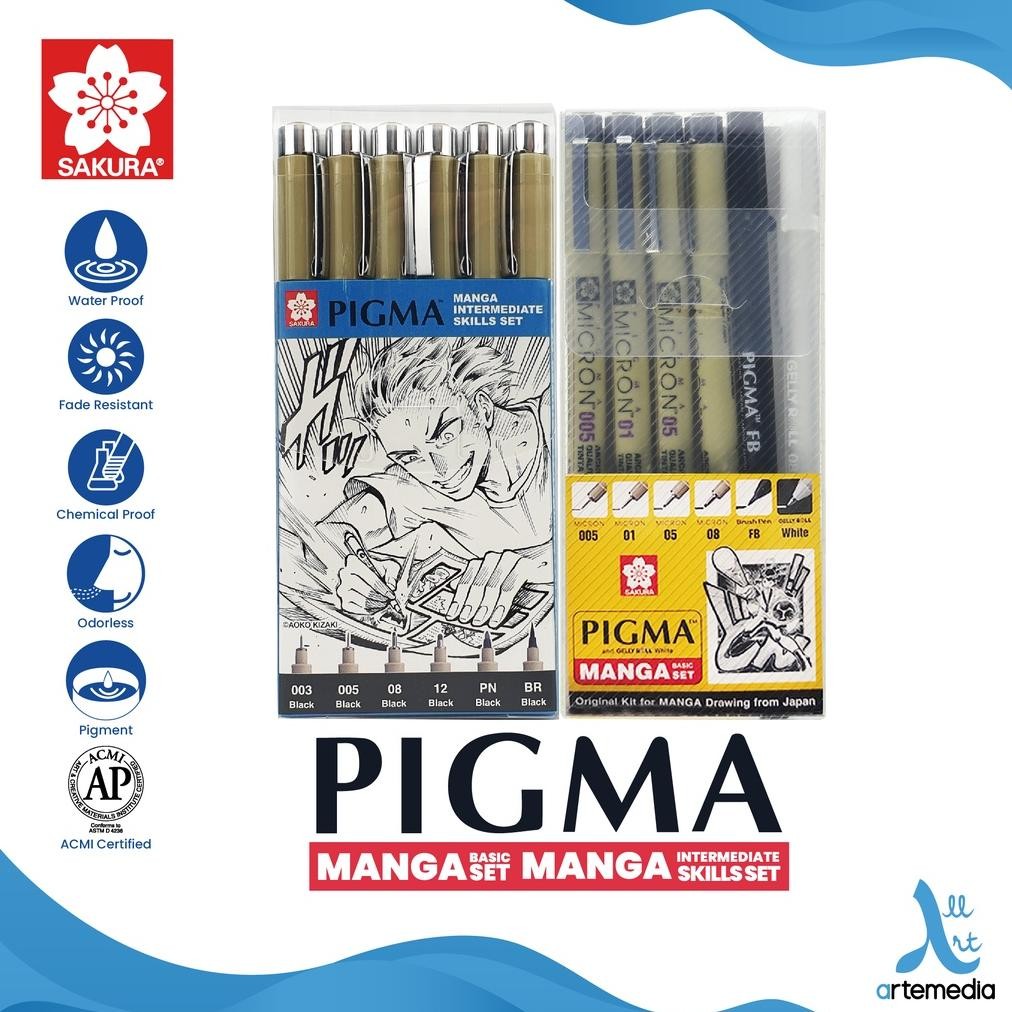 

rq-56 Sakura Pigma Micron Drawing Pen Manga Basic & Intermediate Set Berkualitas