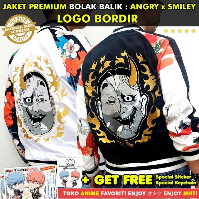 Fashion Terbaru Jaket Smiley Angry Tokyo Revengers Bomber Sukajan Anime Cover Version