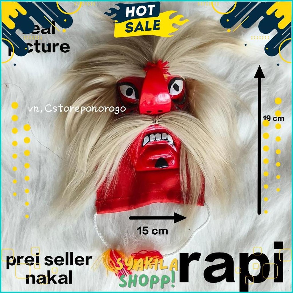 Ganongan Biasa Sintetis / Topeng Ganong / Topeng Bujang Ganong / Gedruk / Jaranan / Barongan / Baron