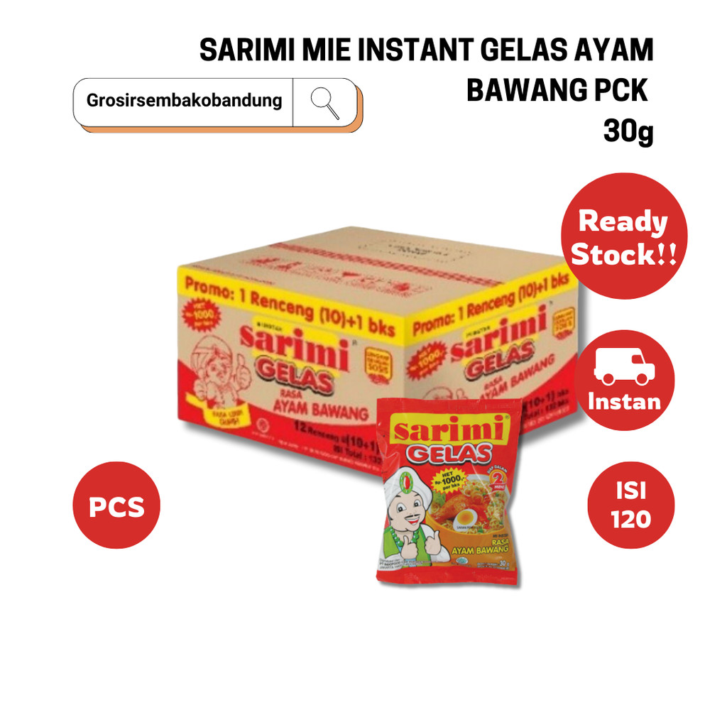 SARIMI MIE INSTANT GELAS AYAM BAWANG PCK 30g - 1 Dus - Kota Bandung