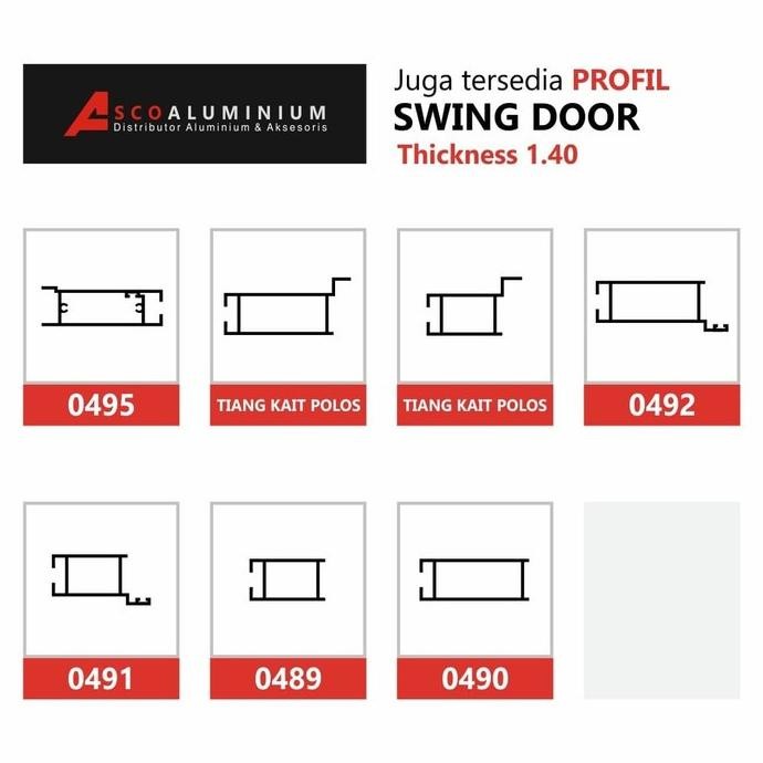 Aluminium Tiang Polos Besar 1.2Mm Profile 0490 Swing Door | Material