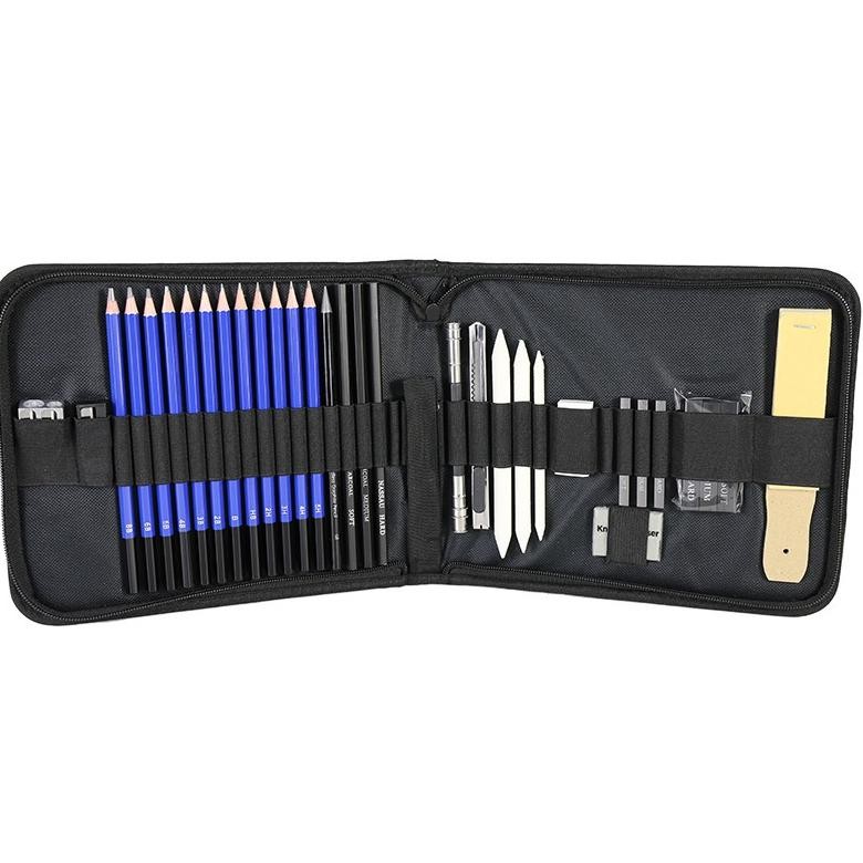 

QV21 33PCS/Set Sketch Pensil Pisau Penghapus dan Pensil Gambar untuk Keperluan Sekolah Pencil Drawing Set Sale
