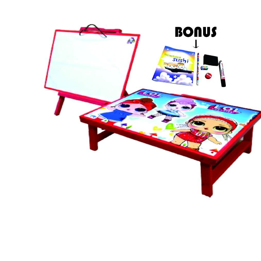 

fg-7 1set alat tulis anak/meja belajar lipat plus papan tulis penyangga/satu set papan tulis penyanggah lengkap dengan meja belajar karakter bonus buku pensil penghapus dan serutan/paket murah meja belajar anak plus papan tulis bisa di hapus Hemat