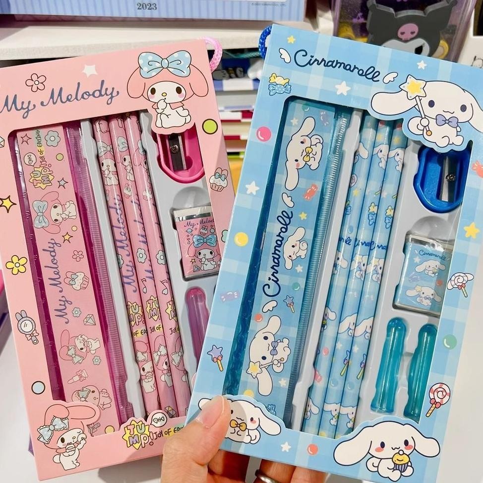 

fb-43 Set Alat Tulis 5 in 1 Motif SANRIO / Pensil Set Perlengkapan Sekolah Lucu Motif Sanrio Original