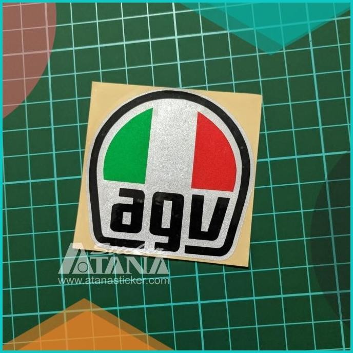 Stiker Cutting Reflective Emblem Logo AGV Helmets Helm Italia 140BZ4