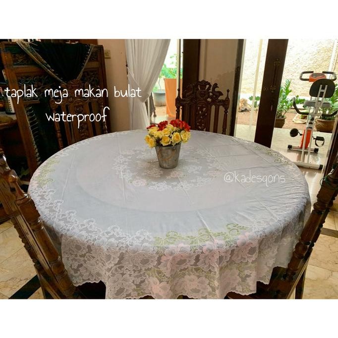 taplak meja bulat putih waterproof