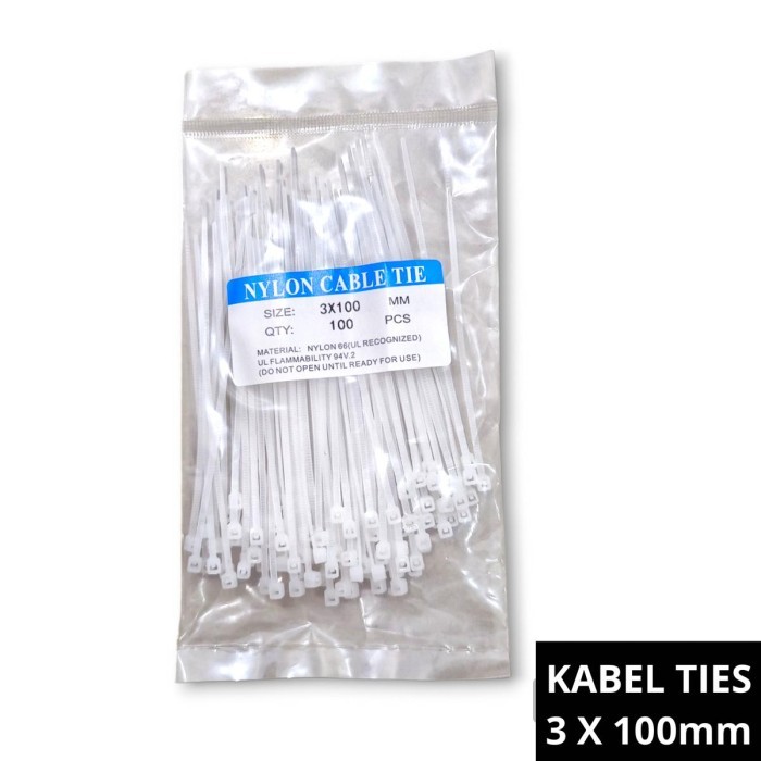 

Ready oke] Kabel Ties 3x100mm Putih Cable Tie Tis 3x100 mm Wire Zip Ikat Pengikat