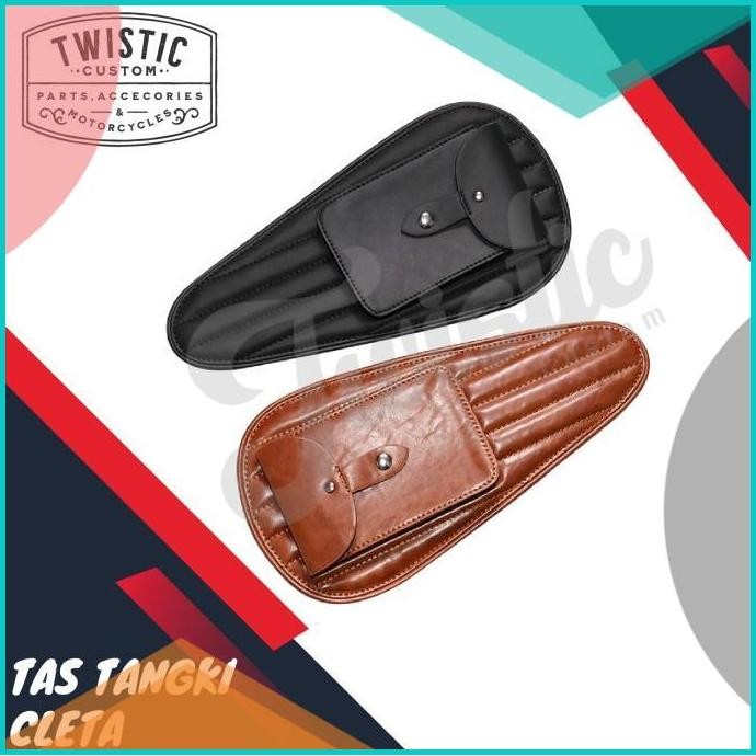 Tas Kulit Tangki Tank Bag Cleta Motor Custom Universal Retro Klasik 1