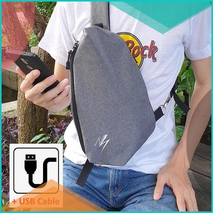 Tas Selempang Lipat pria USB port 140BZ4 tools