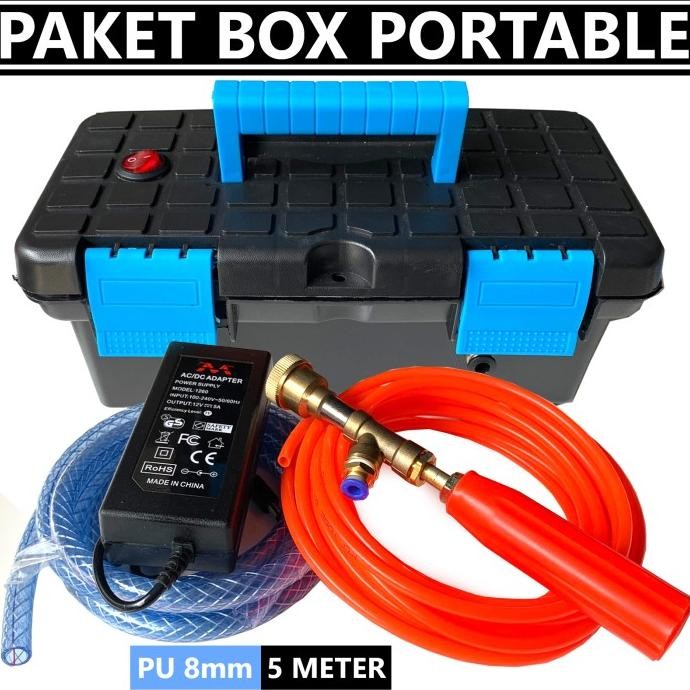 Paket Set Alat Mesin Pompa Box Mini Steam Cuci Motor Mobil AC Portable