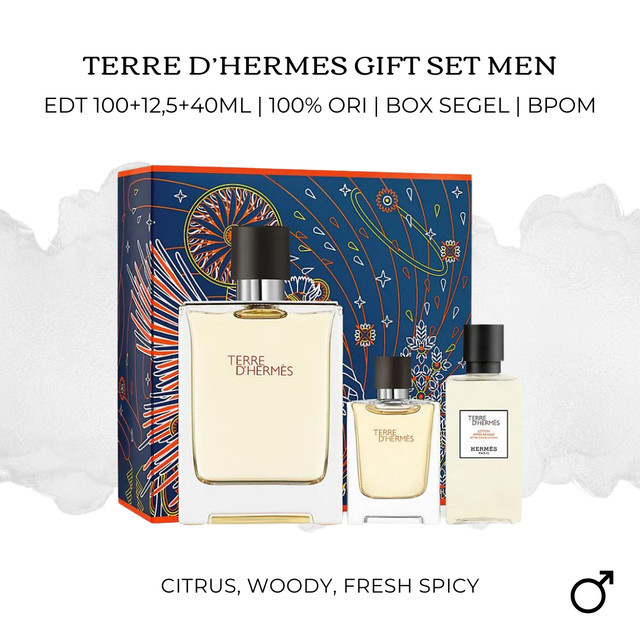 Parfum Terre D'Hermes for Male Pria - 100% Asli Original - Gift Set
