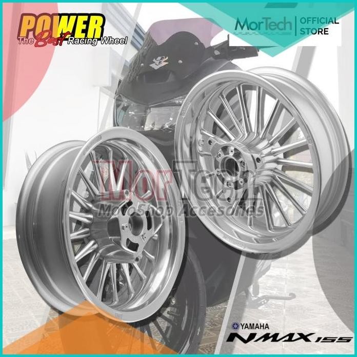 Velg Pelek Racing Tapak Lebar Power NMAX 155 Palang 18 Classic Chrome