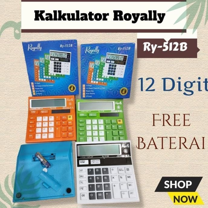 

fg-80 Arashi Kalkulator Calculator ARC 512W PUTIH 12 Digit Layar Besar Premium