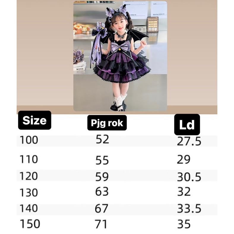 murah kostum kuromi anak/ kostum karakter/ dress kuromi/ cosplay kuromi anak TERLARIS