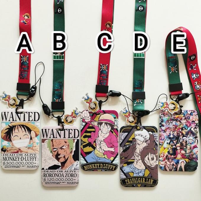 

One Piece Anime ID Card Holder Lanyard 1 Luffy Zoro Law Name Tag