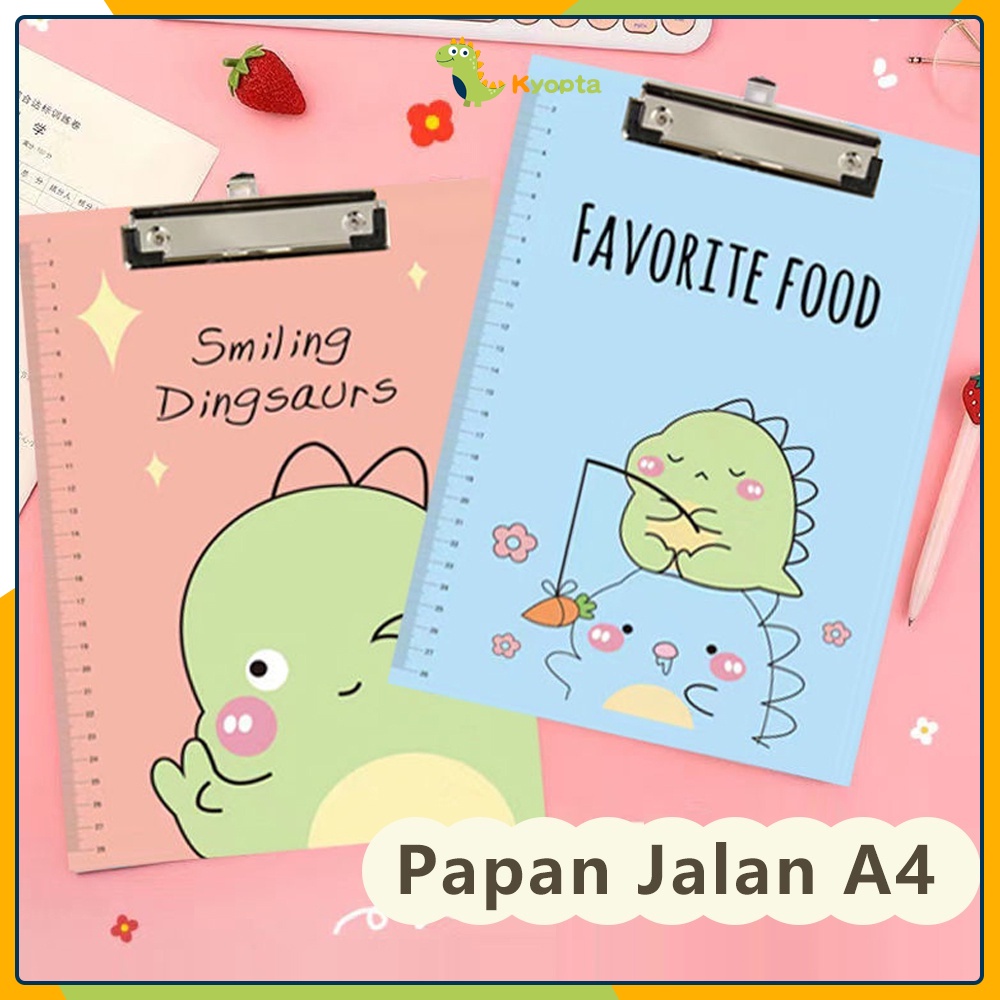 Kyopta Papan Jalan A4 Papan ujian aesthetic Alas ujian papan clipboard DINO