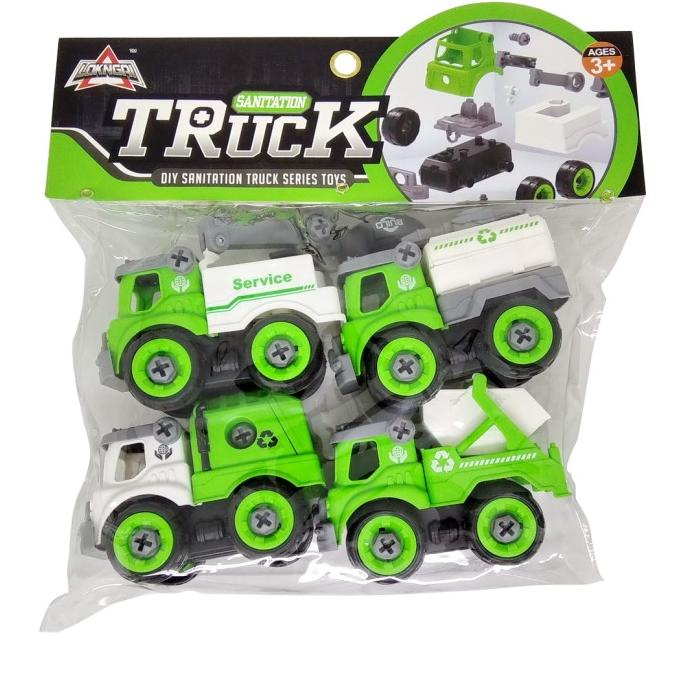 Sale Sale 4Pcs Diy Sanitation Truck Series Toys Mainan Mobil Anak Laki Laki Termurah Termurah