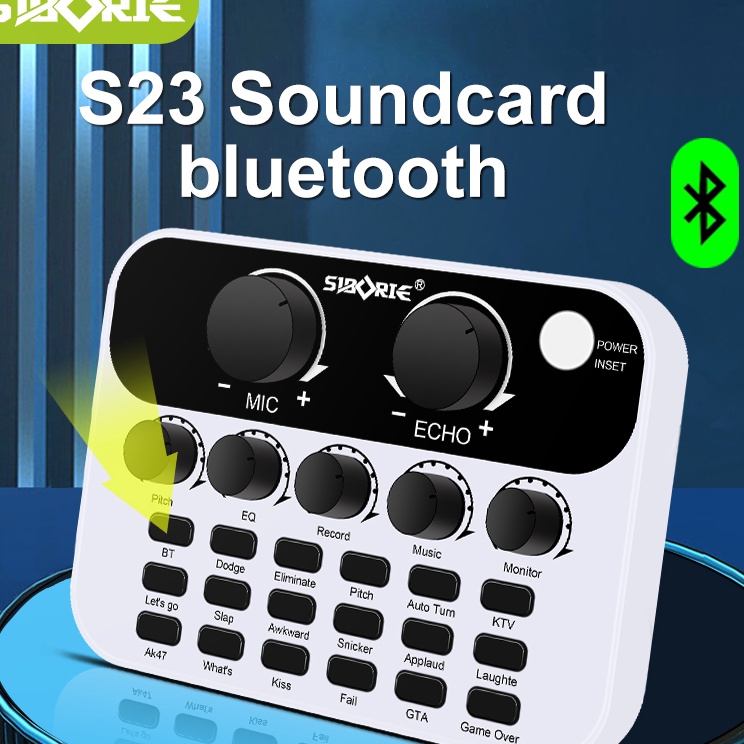 ↔✢❅ Siborie S23 Soundcard Audio USB External Karaoke Sound Card mic Mixer Bluetooth Laris