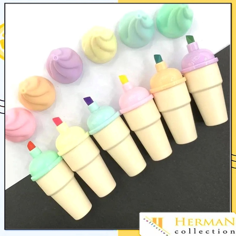 

Original HC HighLighter Es Krim Cone 1 Set 6 Pcs Free Pouch Highliter Es Krim Cone Stationery Lucu Unik Penanda Buku Warna Warni Kado Viral Termurah 14