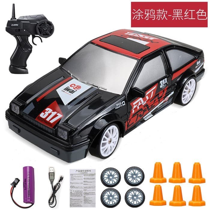 Huangbo rc drift mini SC24A07 1:24 2.4ghz 4wd LED mainan mobil remot