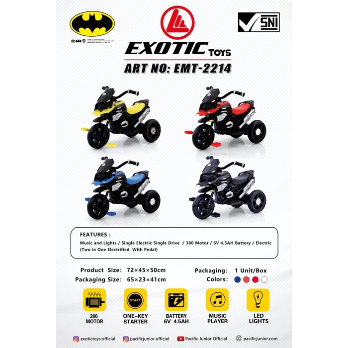 DISKON SPESIAL MOTOR AKI EXOTIC EMT-2214 AKI & GOWES MOTOR MAINAN ANAK TERMURAH